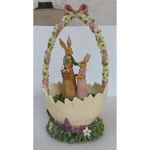 1996 Happy Easter Easter Bunny Musicals Music Box  12.5" Resin in Original Box